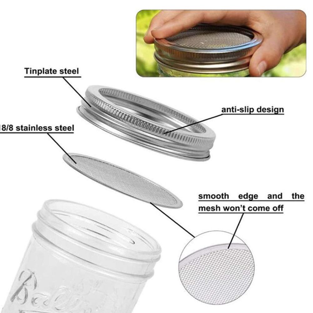 Sprouting Jar With Stainless Steel 304 Screen Lid Wide Mouth Quart Mason Sprouter view 6