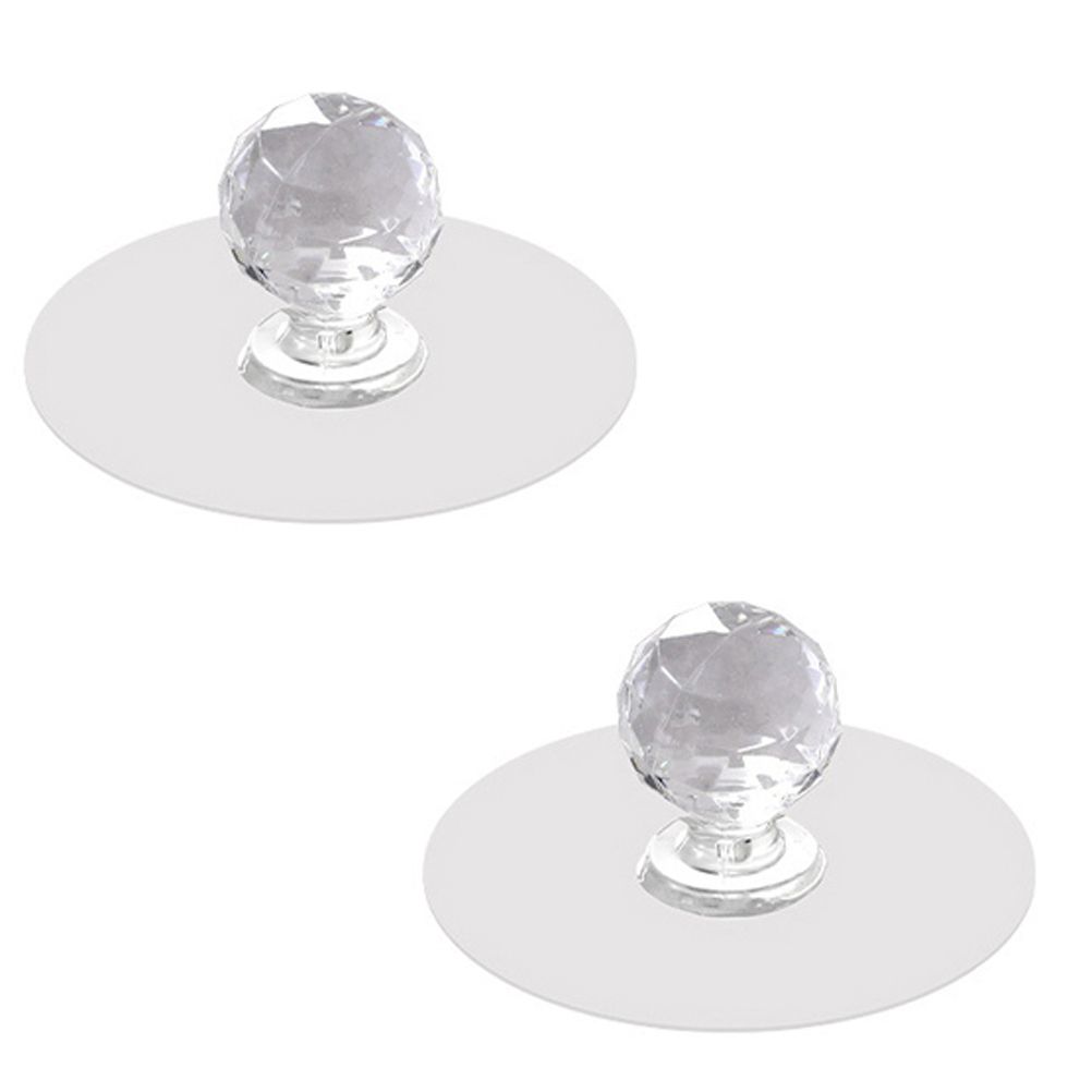 2Pcs Self Adhesive Knobs Acrylic No Drilling Mirror Cabinet Handles Clear