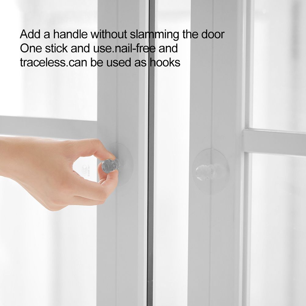 2Pcs Self Adhesive Knobs Acrylic No Drilling Mirror Cabinet Handles Clear view 4