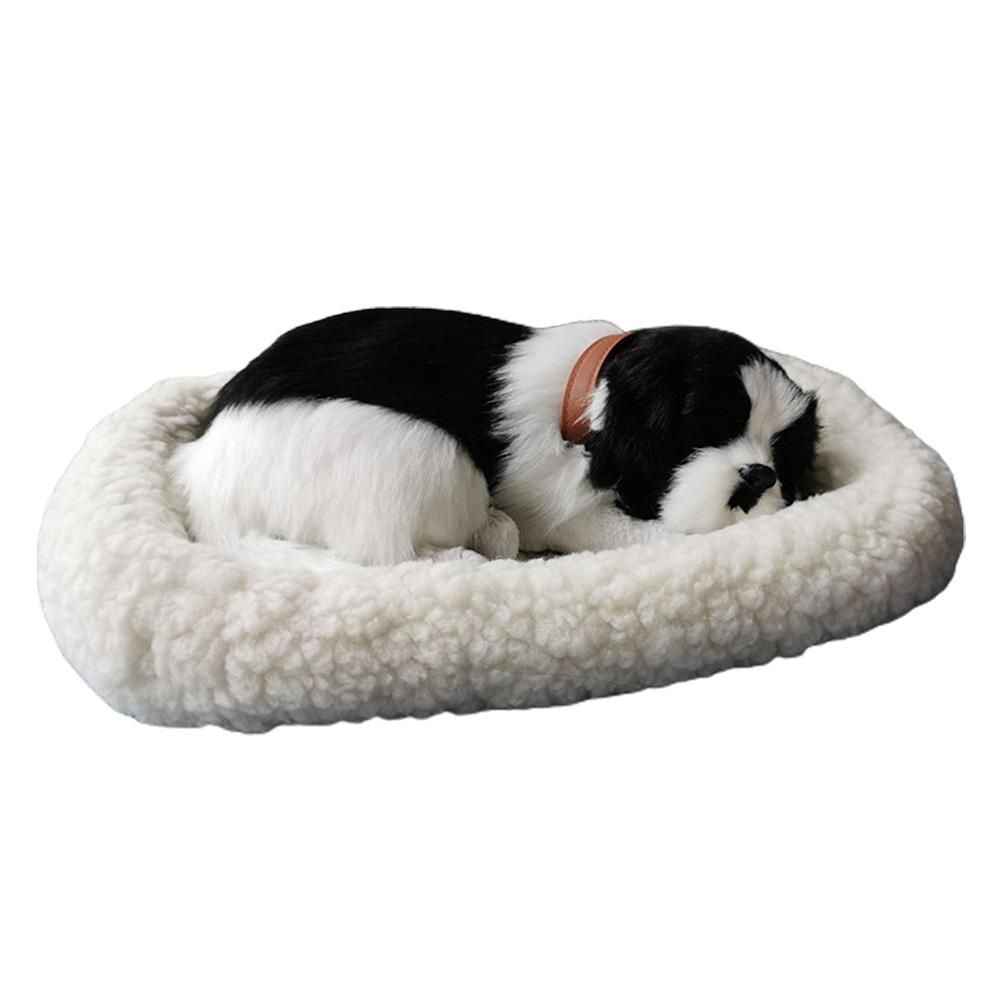 Realistic Sleeping dog Toy Breathing dog Stuffed Animal Doll with Mat Plush