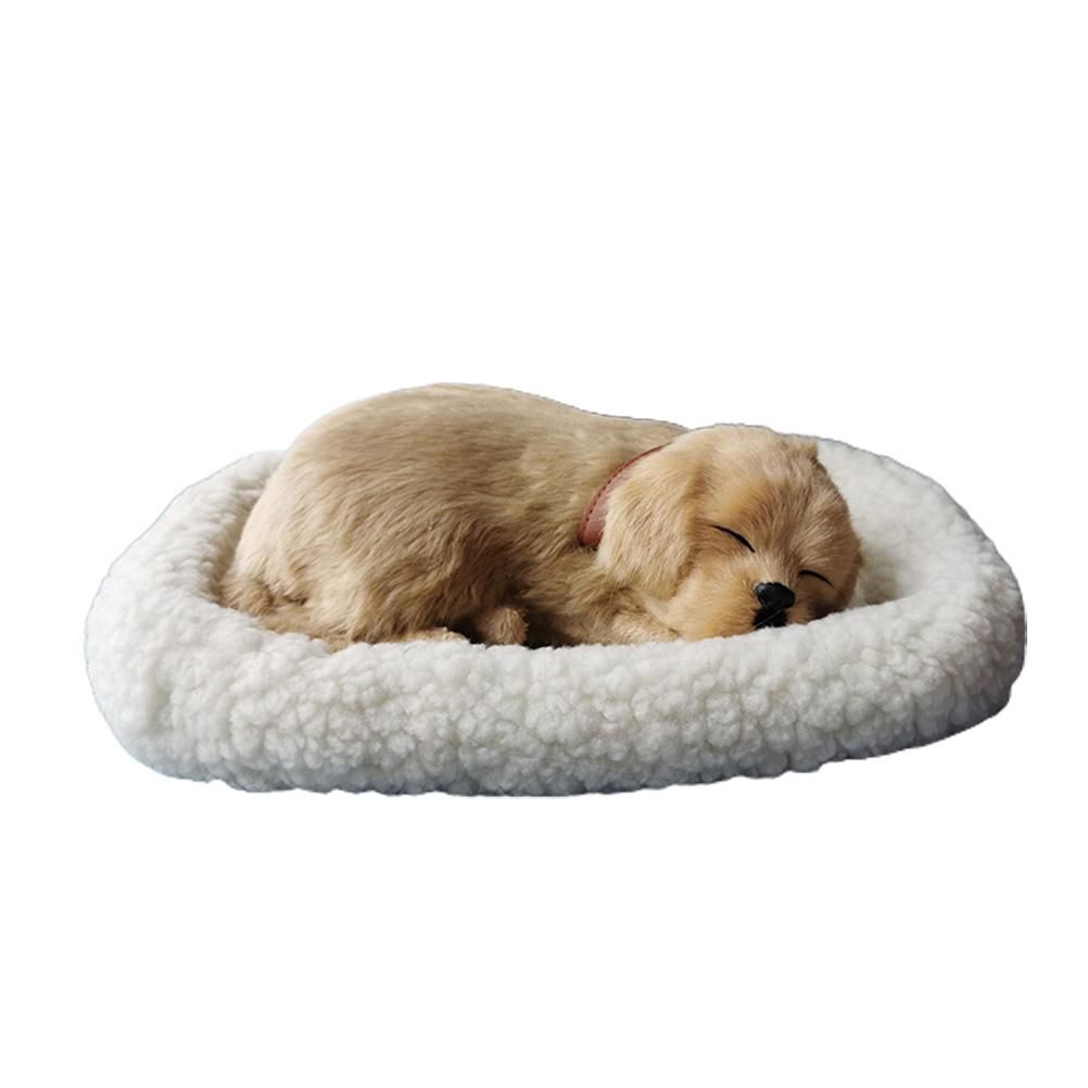Realistic Sleeping Dog Toy Breathing Dog Stuffed Animal Doll with Mat Plush