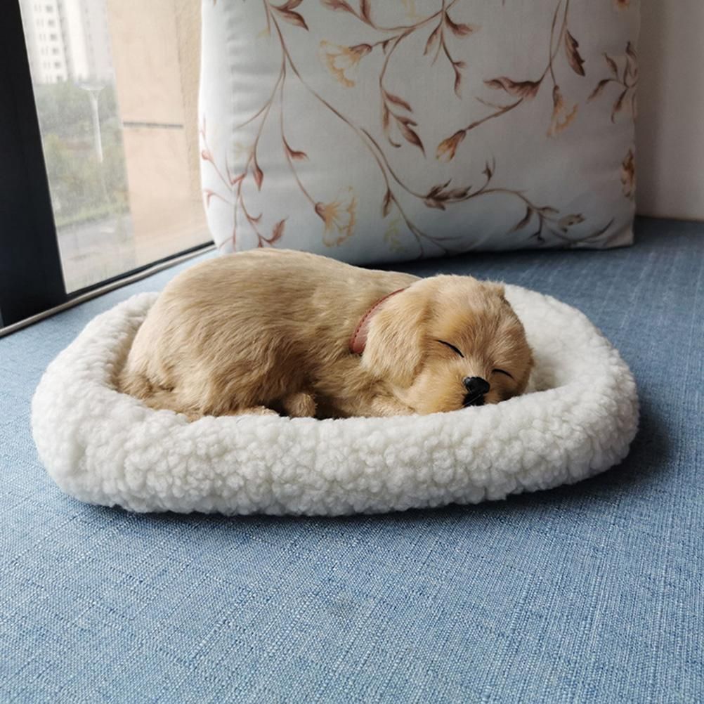 Realistic Sleeping Dog Toy Breathing Dog Stuffed Animal Doll with Mat Plush view 4
