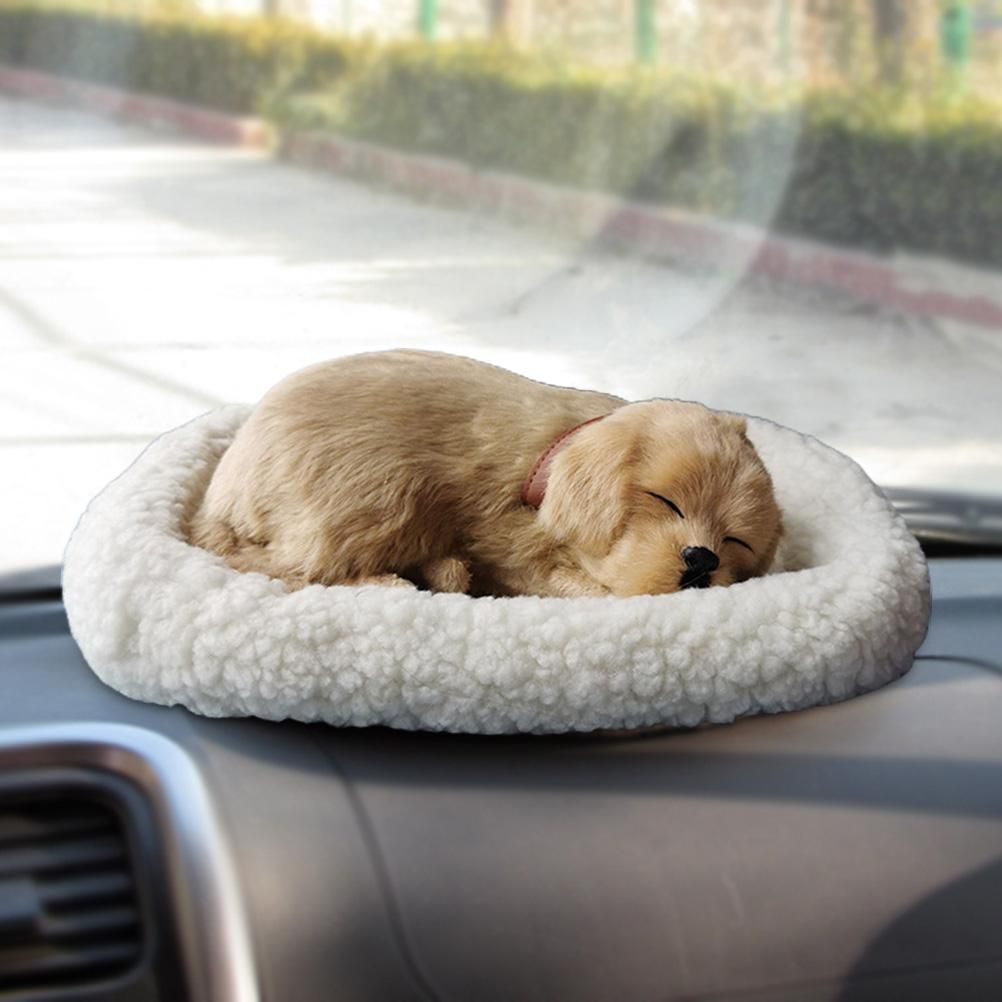 Realistic Sleeping Dog Toy Breathing Dog Stuffed Animal Doll with Mat Plush view 6