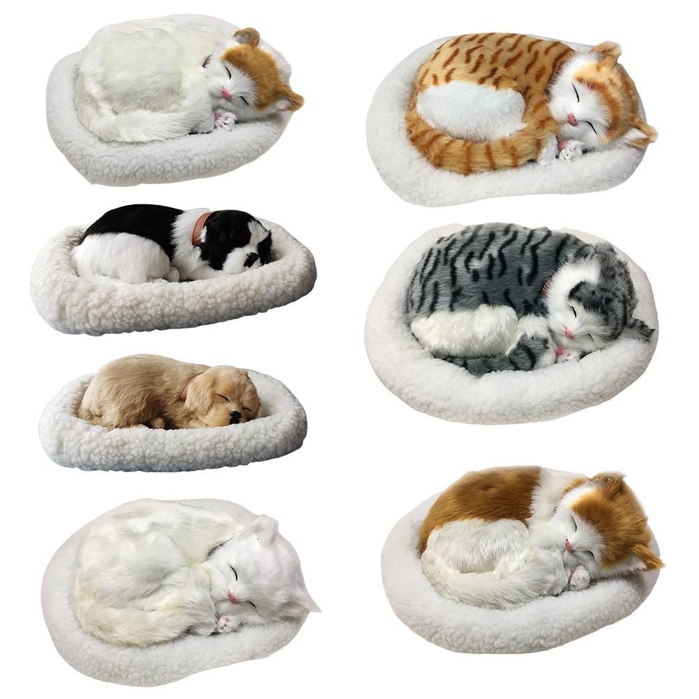 Realistic Sleeping Cat Toy Breathing Cat Stuffed Animal Doll with Mat Plush view 5