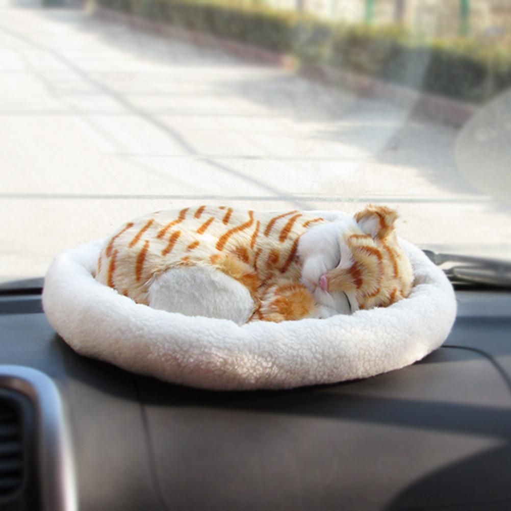 Realistic Sleeping Cat Toy Breathing Cat Stuffed Animal Doll with Mat Plush view 7