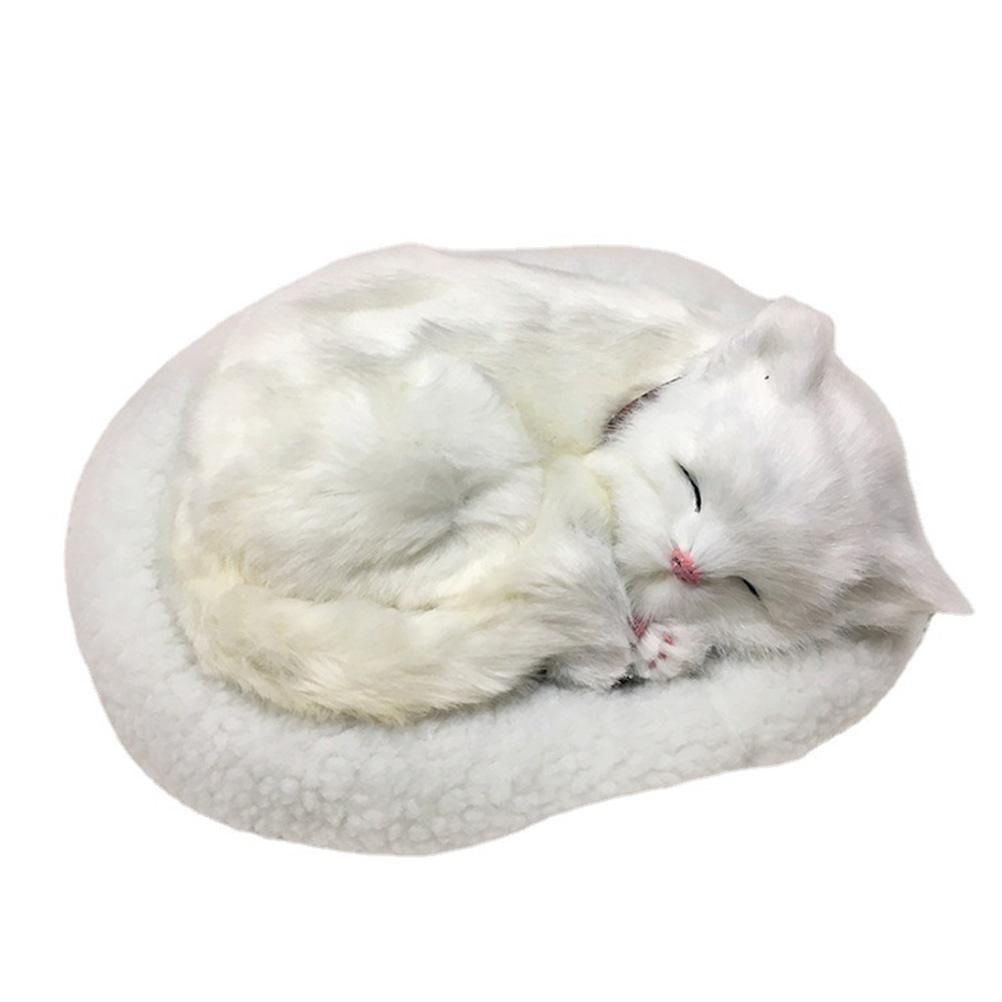 Realistic Sleeping Cat Toy Breathing Cat Stuffed Animal Doll with Mat Plush