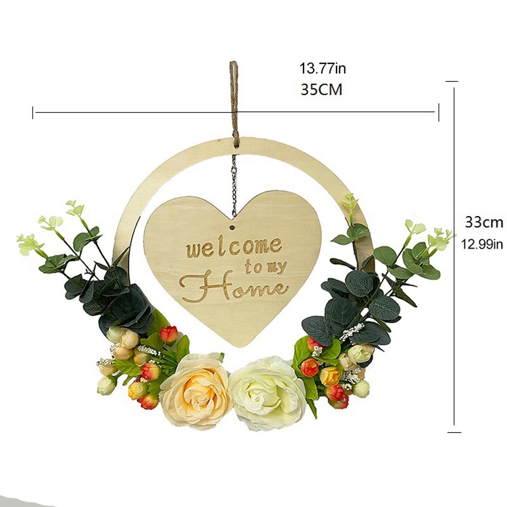 Welcome to My Home Sign Front Door Wood Sign with Love Heart Garland view 2