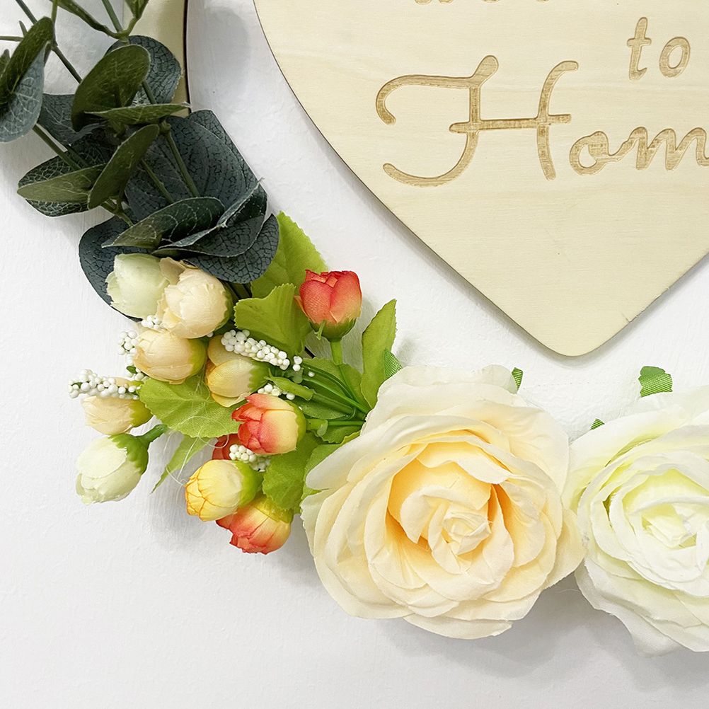 Welcome to My Home Sign Front Door Wood Sign with Love Heart Garland view 6