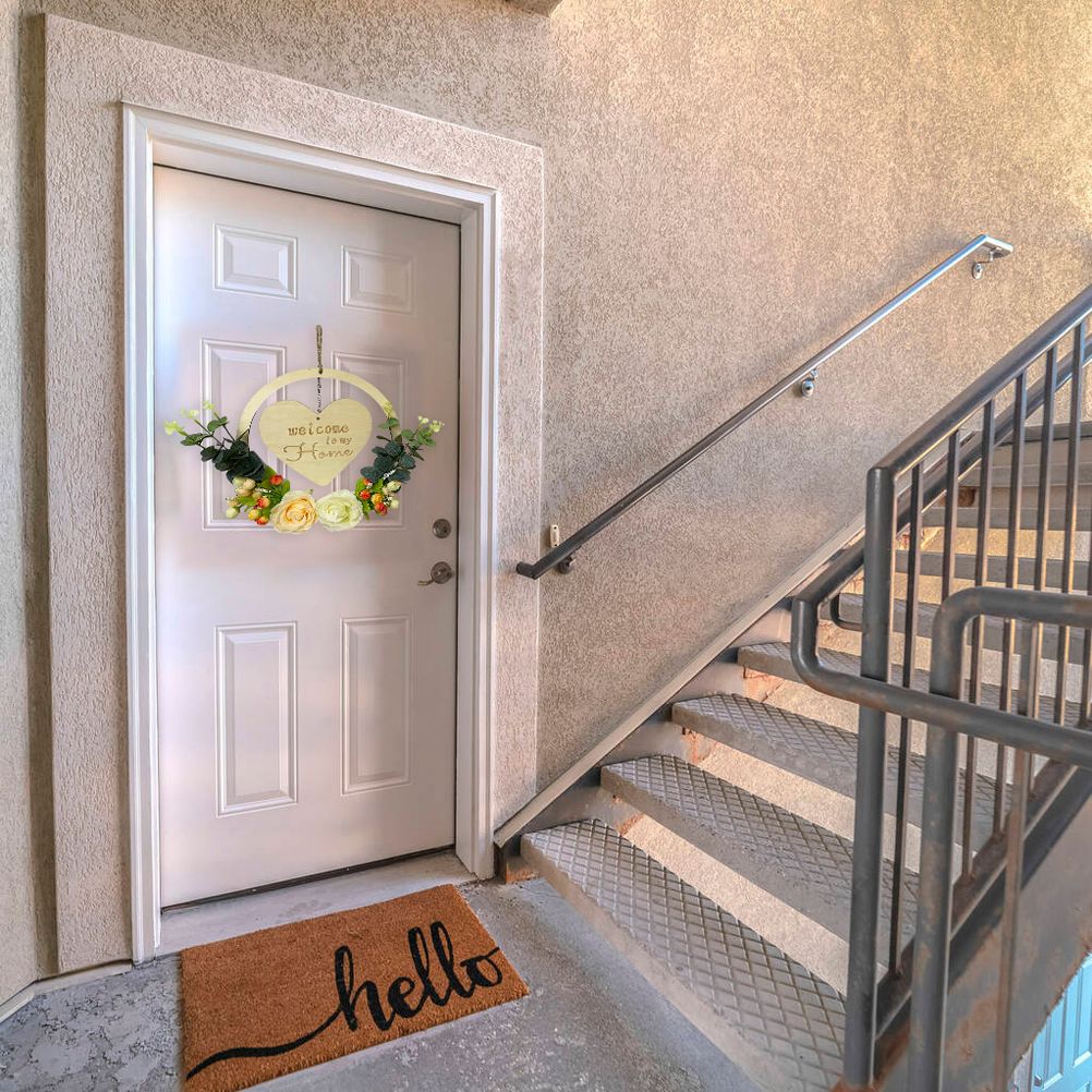 Welcome to My Home Sign Front Door Wood Sign with Love Heart Garland view 11