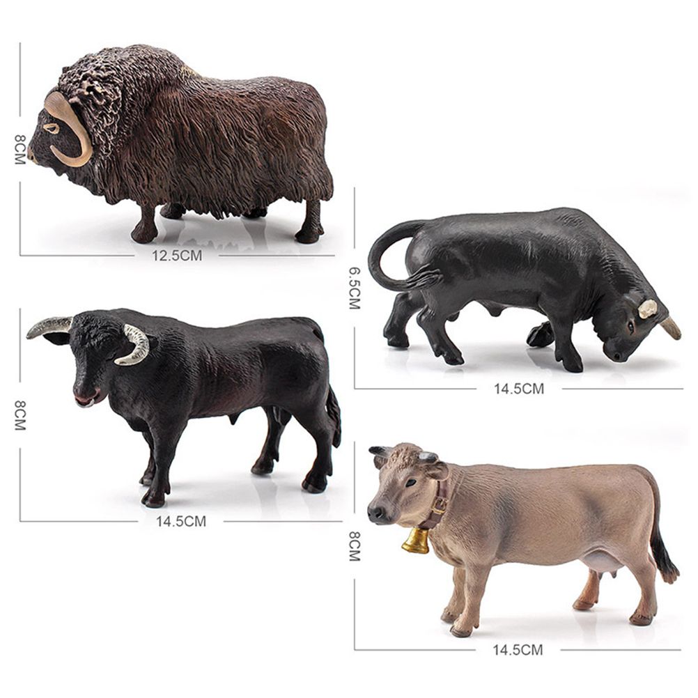 4 Pcs Simulation Farm Cow Cattle Ox Bull Figurine PVC Farm Animal Model Action view 2