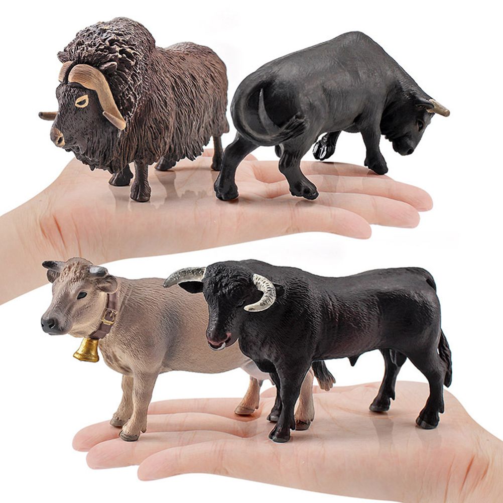 4 Pcs Simulation Farm Cow Cattle Ox Bull Figurine PVC Farm Animal Model Action view 3
