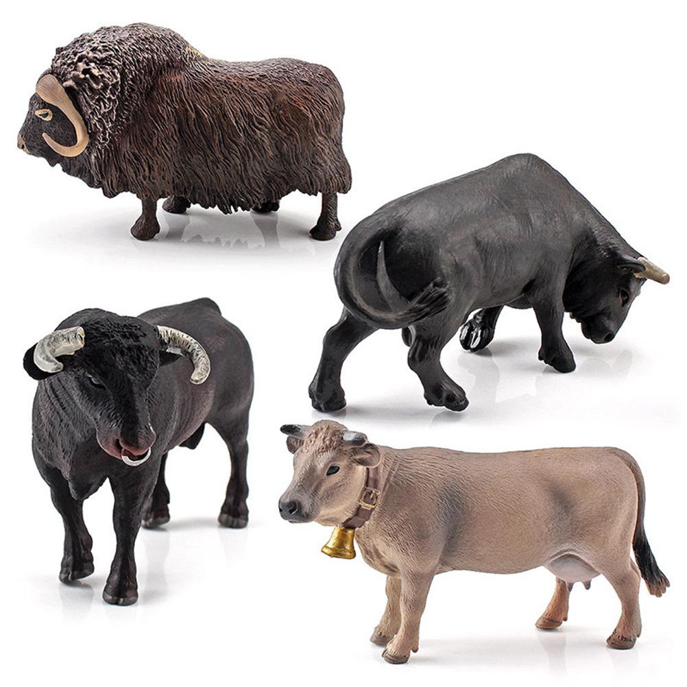 4 Pcs Simulation Farm Cow Cattle Ox Bull Figurine PVC Farm Animal Model Action view 4