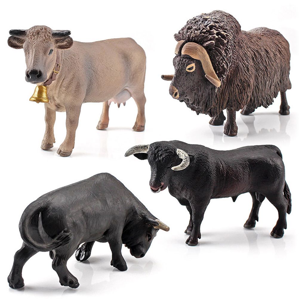 4 Pcs Simulation Farm Cow Cattle Ox Bull Figurine PVC Farm Animal Model Action view 5
