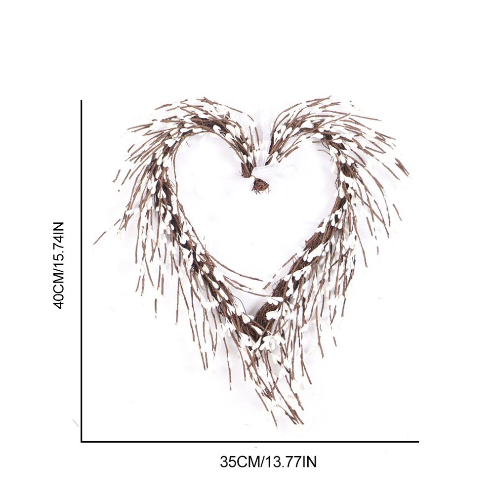 Valentine's Day Heart Wreath with Twigs and Light for Living Room Wall view 5