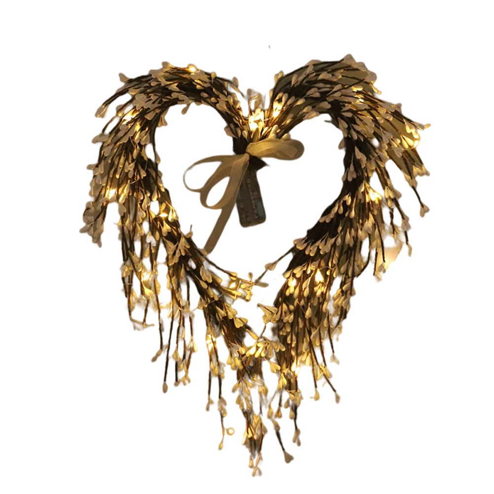 Valentine's Day Heart Wreath with Twigs and Light for Living Room Wall view 7