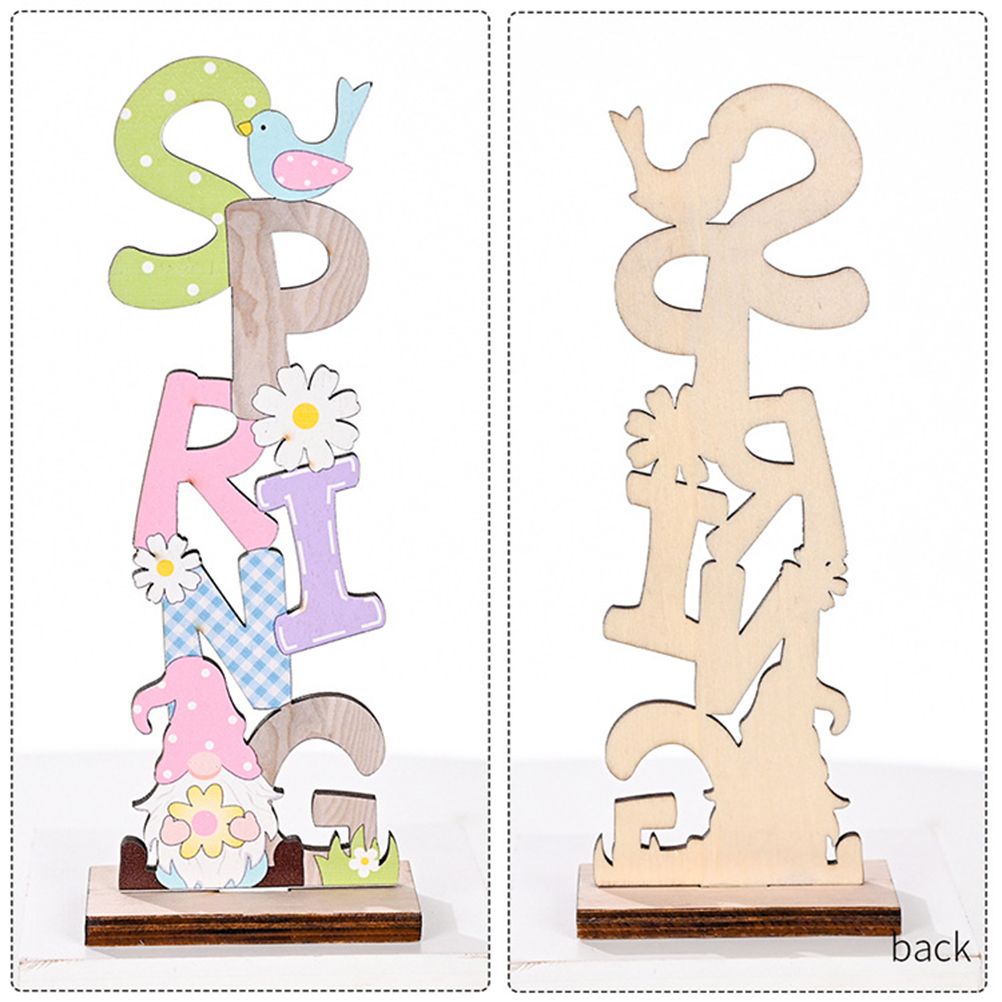 2 Pcs Easter Decorations Wooden Bunny Letter Printing Crafts Ornament Easter view 5