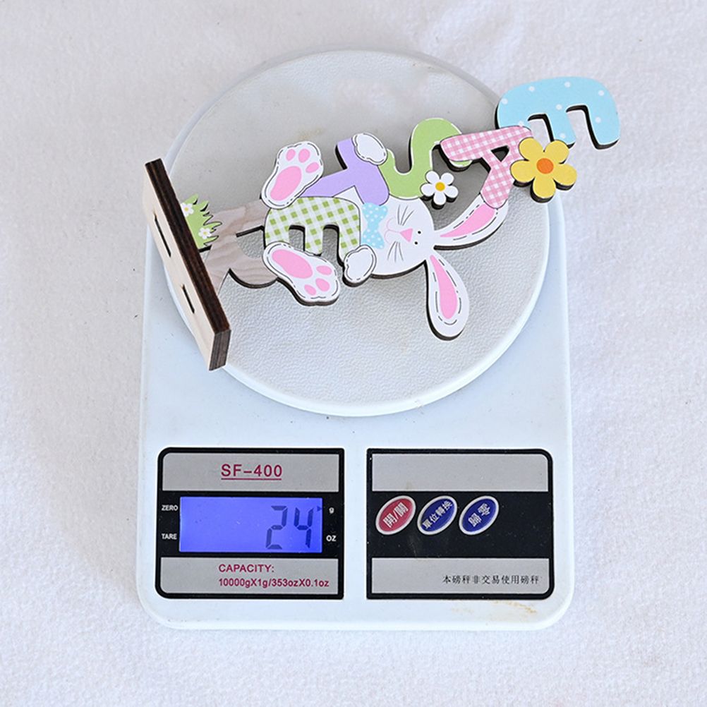 2 Pcs Easter Decorations Wooden Bunny Letter Printing Crafts Ornament Easter view 6