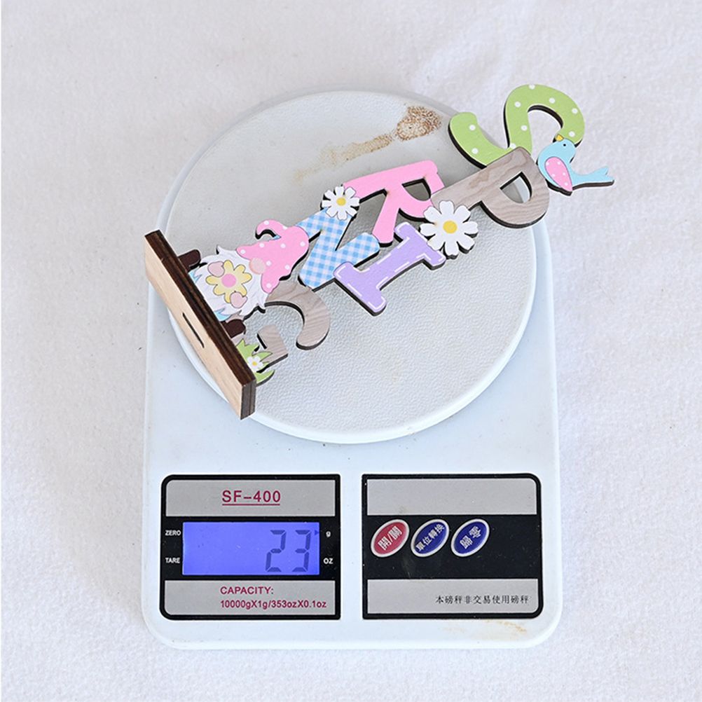 2 Pcs Easter Decorations Wooden Bunny Letter Printing Crafts Ornament Easter view 7