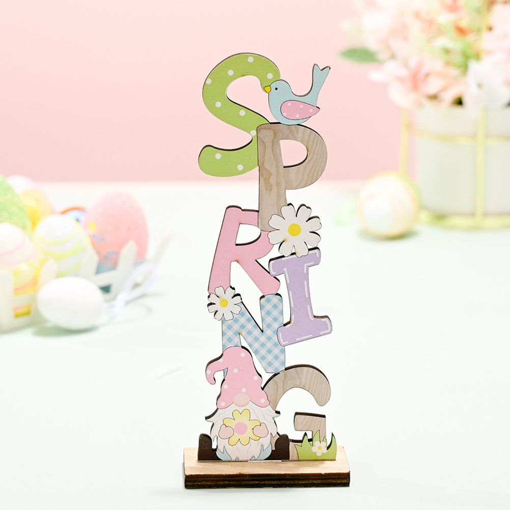 2 Pcs Easter Decorations Wooden Bunny Letter Printing Crafts Ornament Easter view 13