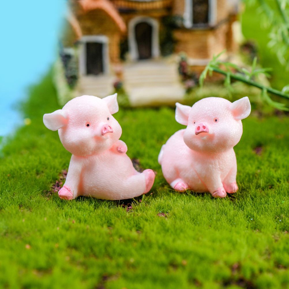 8Pcs Mini Pig Figurines Cake Cupcake Topper Decoration Pig Crafts Resin view 3