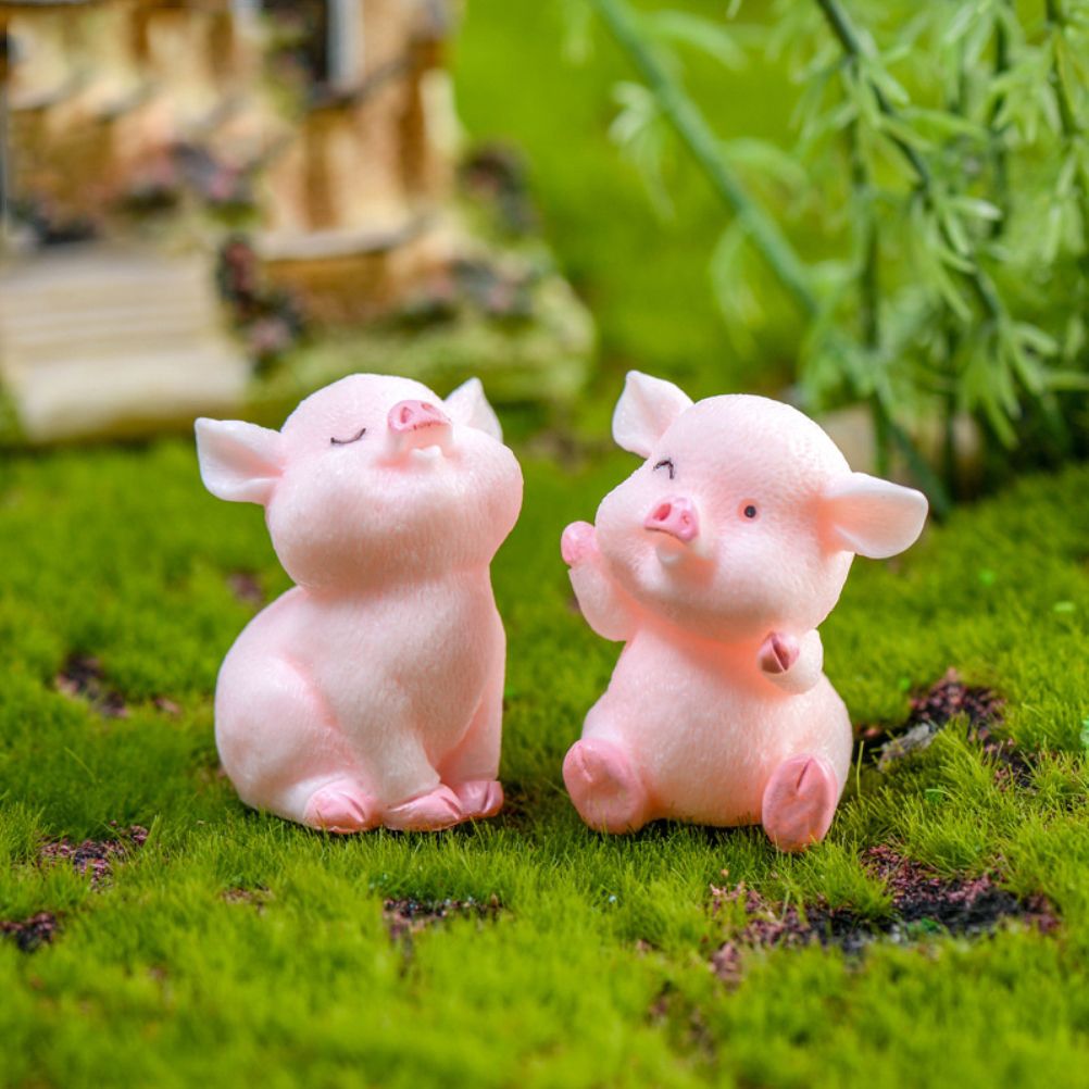 8Pcs Mini Pig Figurines Cake Cupcake Topper Decoration Pig Crafts Resin view 5