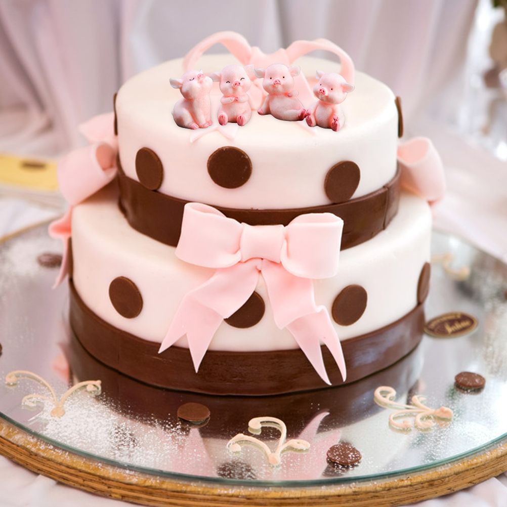 8Pcs Mini Pig Figurines Cake Cupcake Topper Decoration Pig Crafts Resin view 6