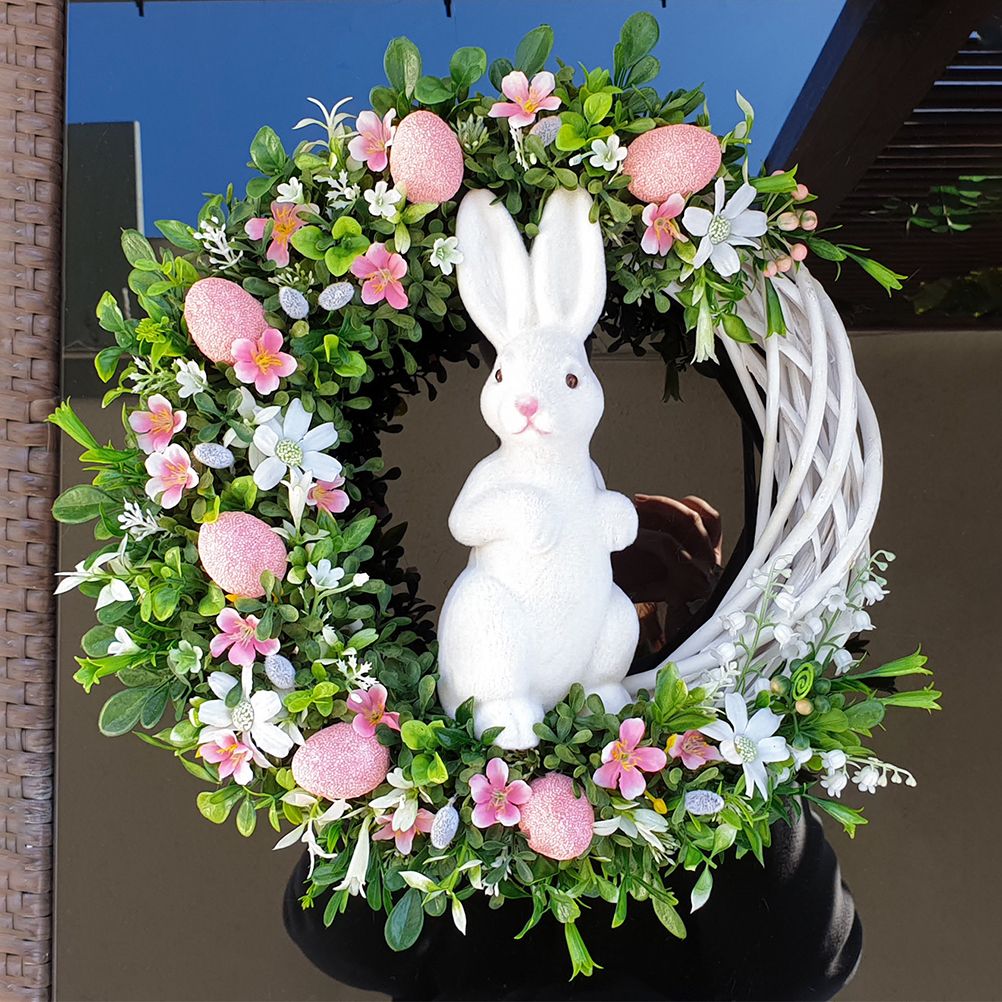 Easter Bunny Egg Wreath Acrylic Rabbit Egg Wreath Indoor Outdoor Easter view 2