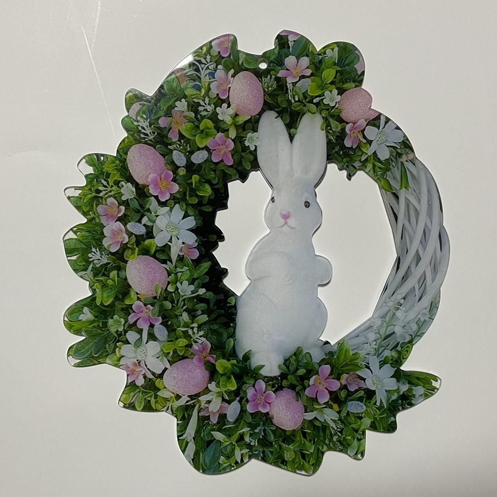 Easter Bunny Egg Wreath Acrylic Rabbit Egg Wreath Indoor Outdoor Easter view 3