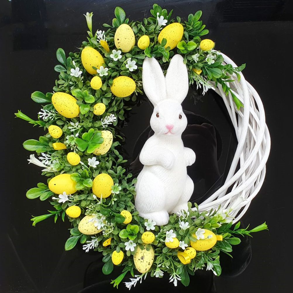 Easter Bunny Egg Wreath Acrylic Rabbit Egg Wreath Indoor Outdoor Easter view 2