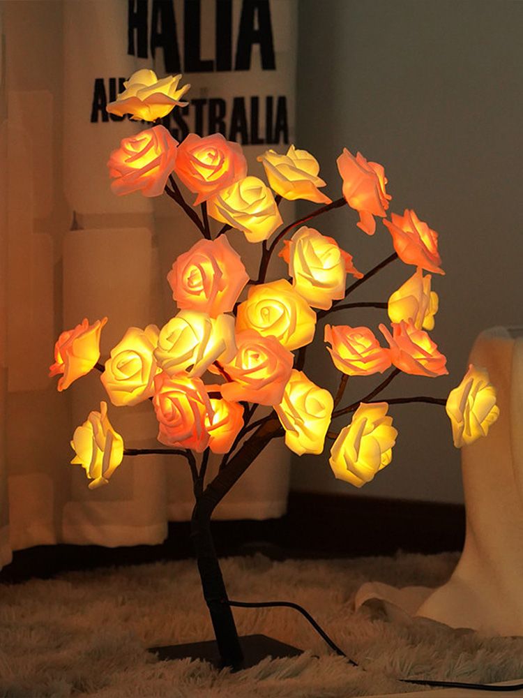 Removable Plastic Base USB Switch LED Simulation Rose Decoration Night Light view 9