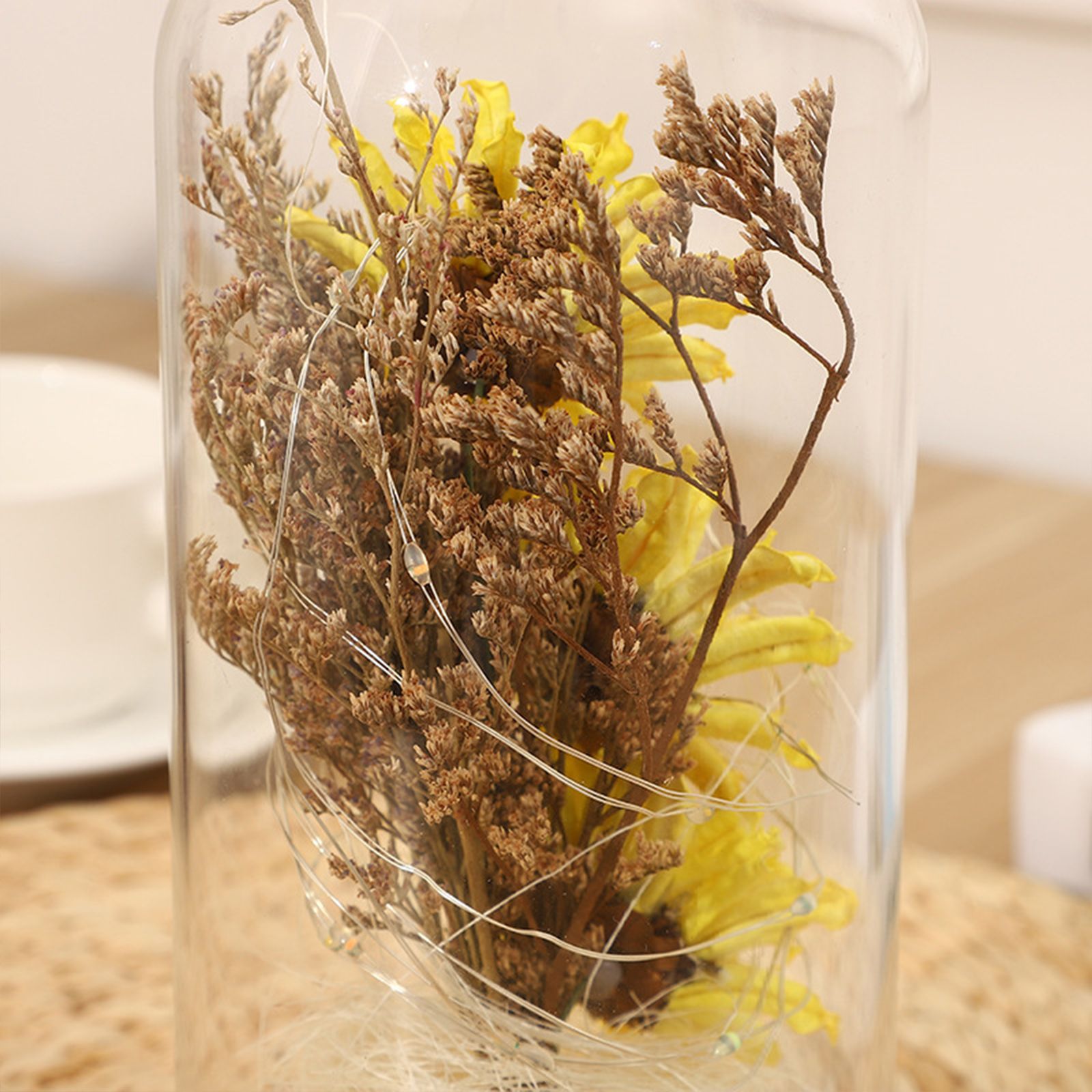 Preserved Flower Glass Dome Artificial Simulation Sunflower with LED Light for view 2