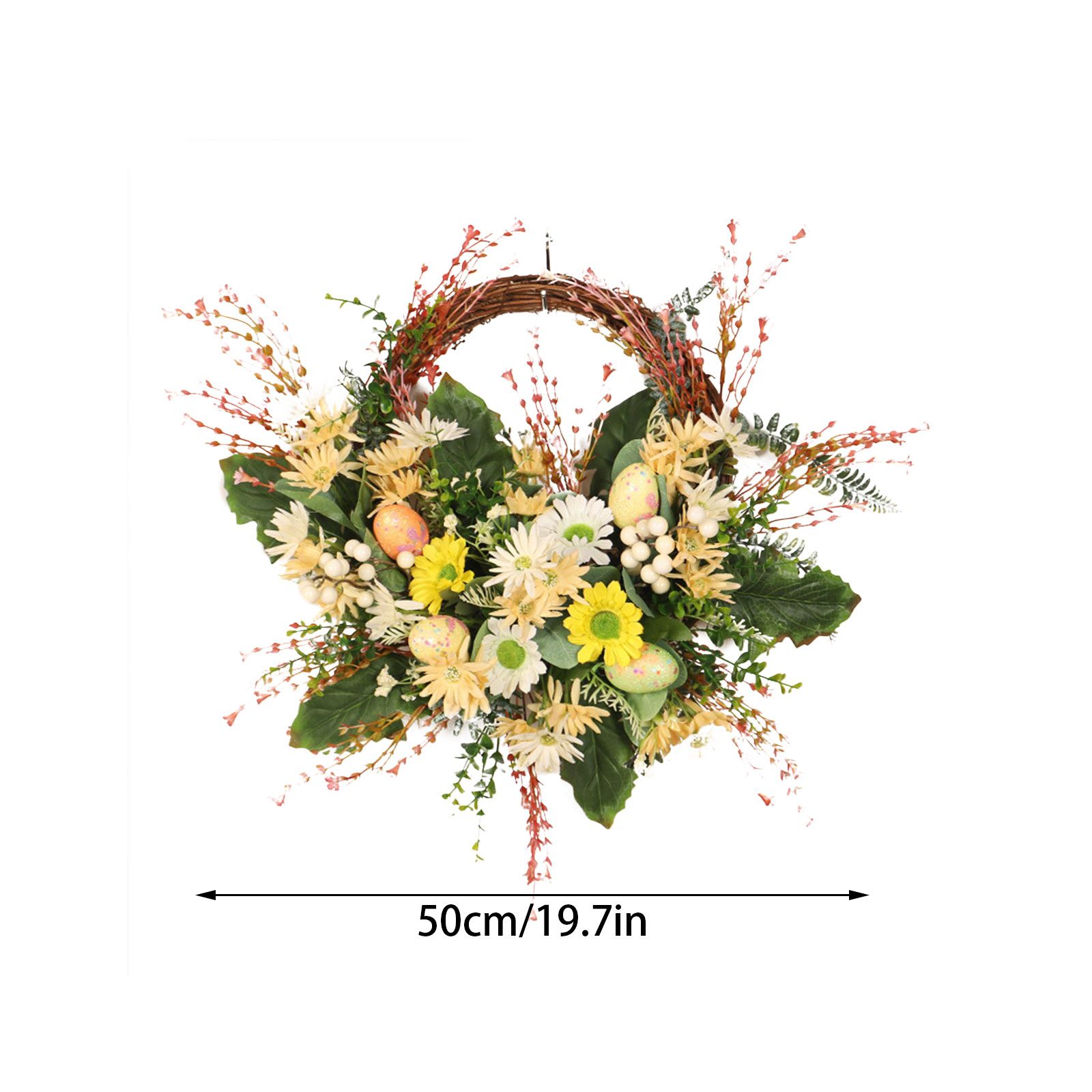 Artificial Wild Chrysanthemum Half Wreath Easter Decorative Wreaths for Home view 5