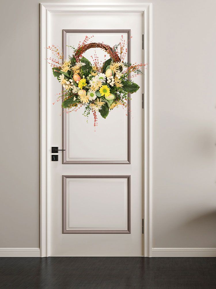 Artificial Wild Chrysanthemum Half Wreath Easter Decorative Wreaths for Home view 9