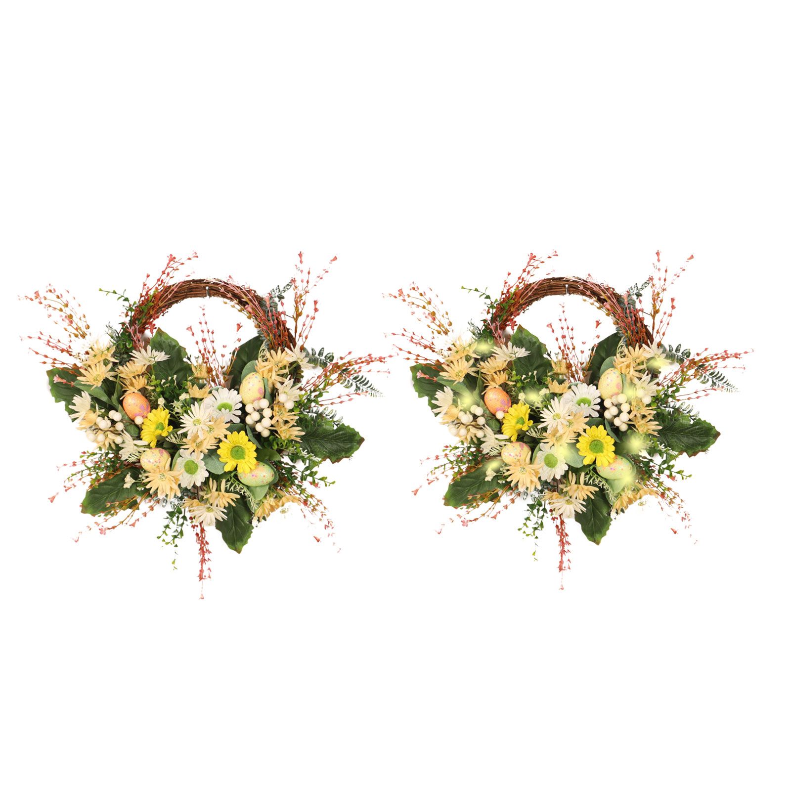 Artificial Wild Chrysanthemum Half Wreath Easter Decorative Wreaths for Home view 11