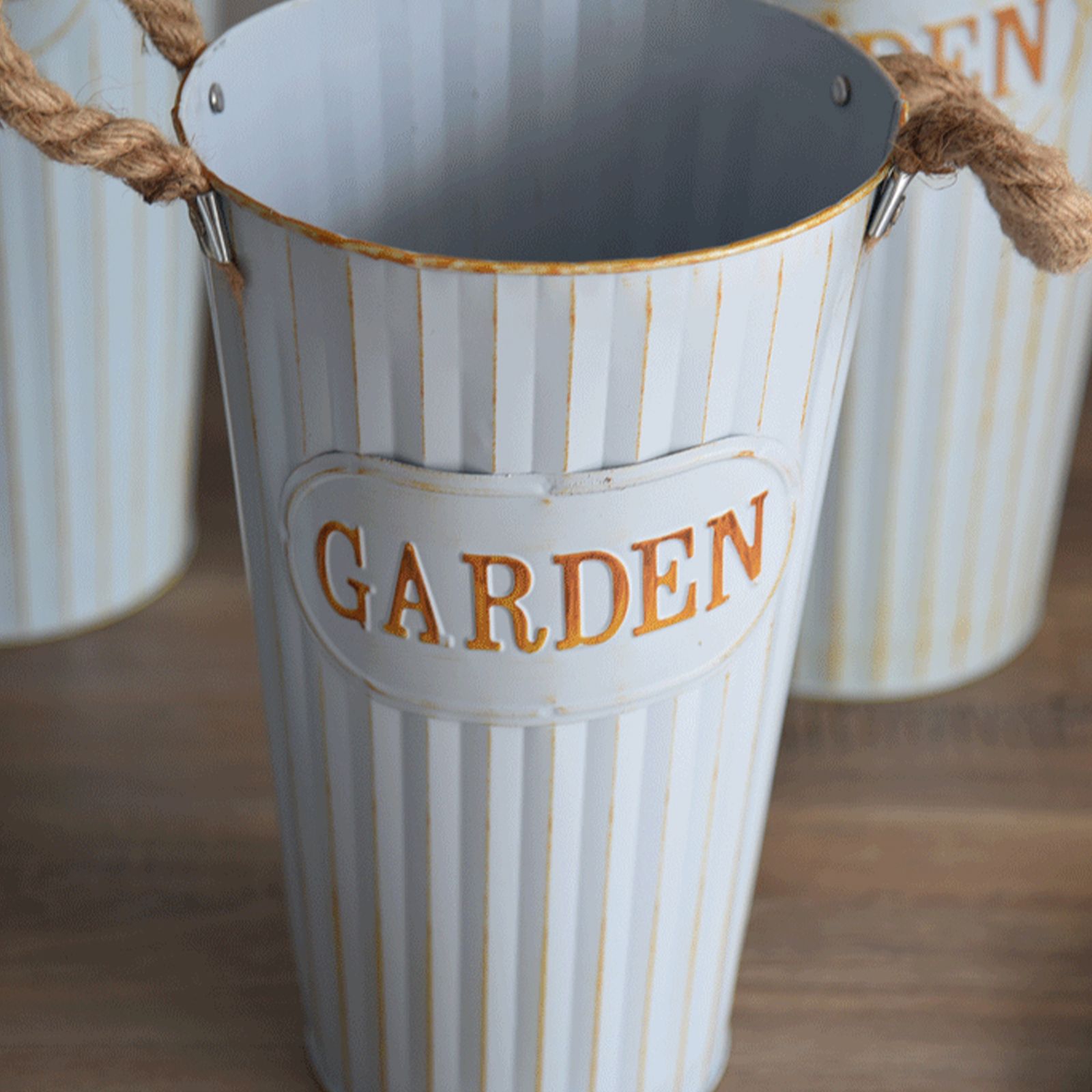 Iron Dried Flower Bucket Vintage American Floor Flower Vase for Home Decor 40cm view 4