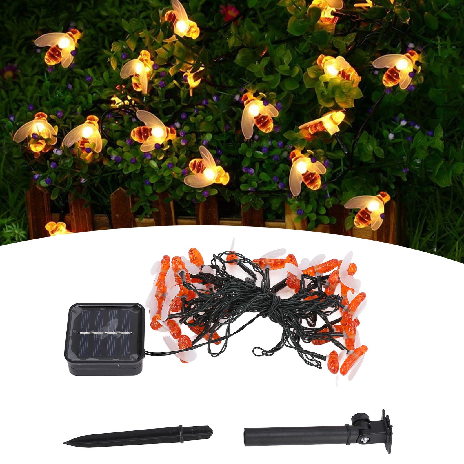 LED Solar String Lights Bee Shaped Waterproof Decorative Light for Outdoor view 11