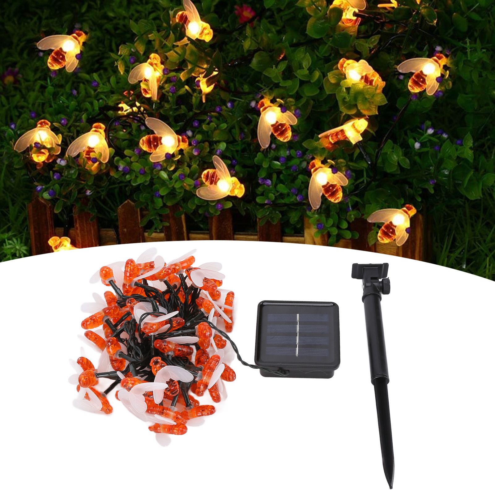 LED Solar String Lights Bee Shaped Waterproof Decorative Light for Outdoor view 12