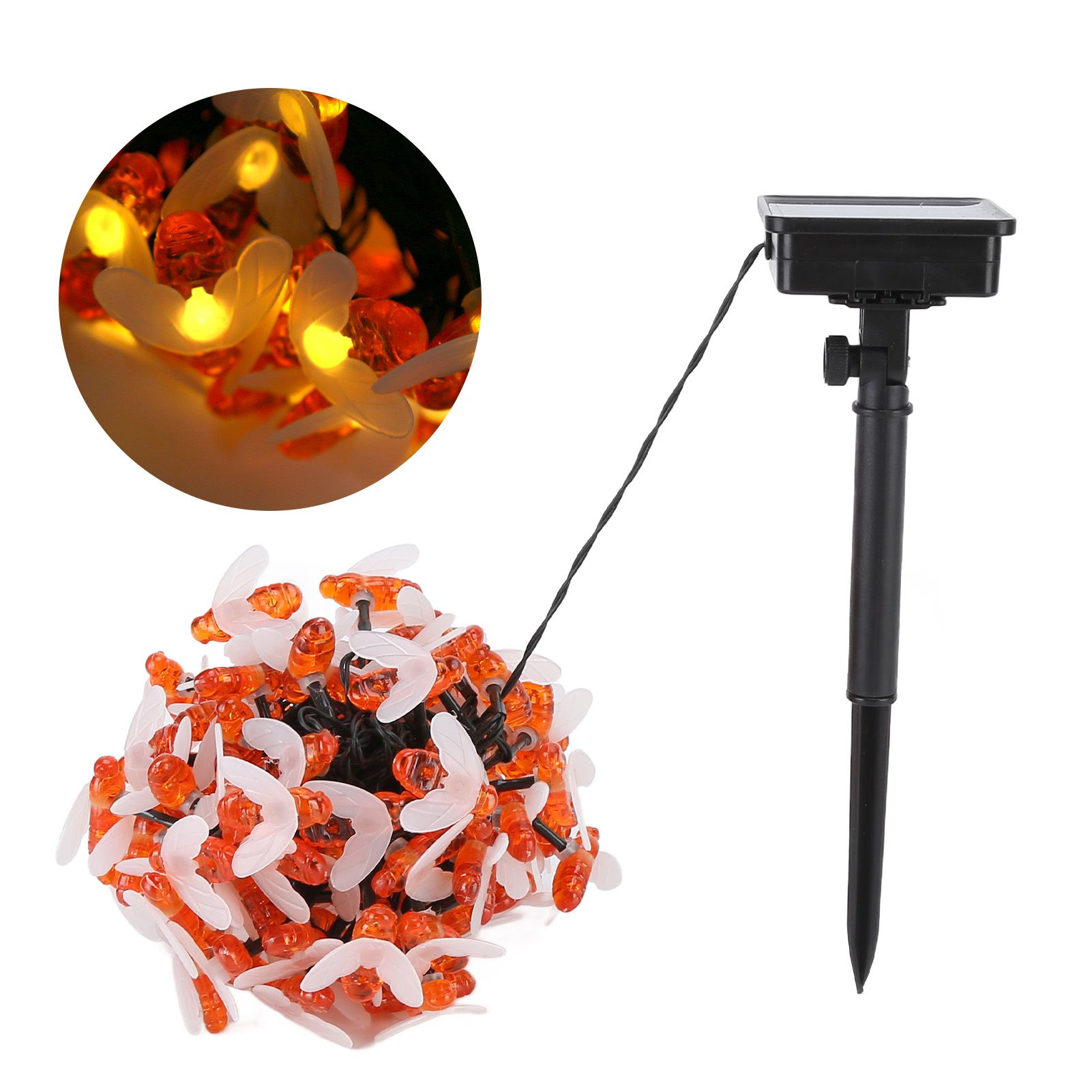 LED Solar String Lights Bee Shaped Waterproof Decorative Light for Outdoor view 11