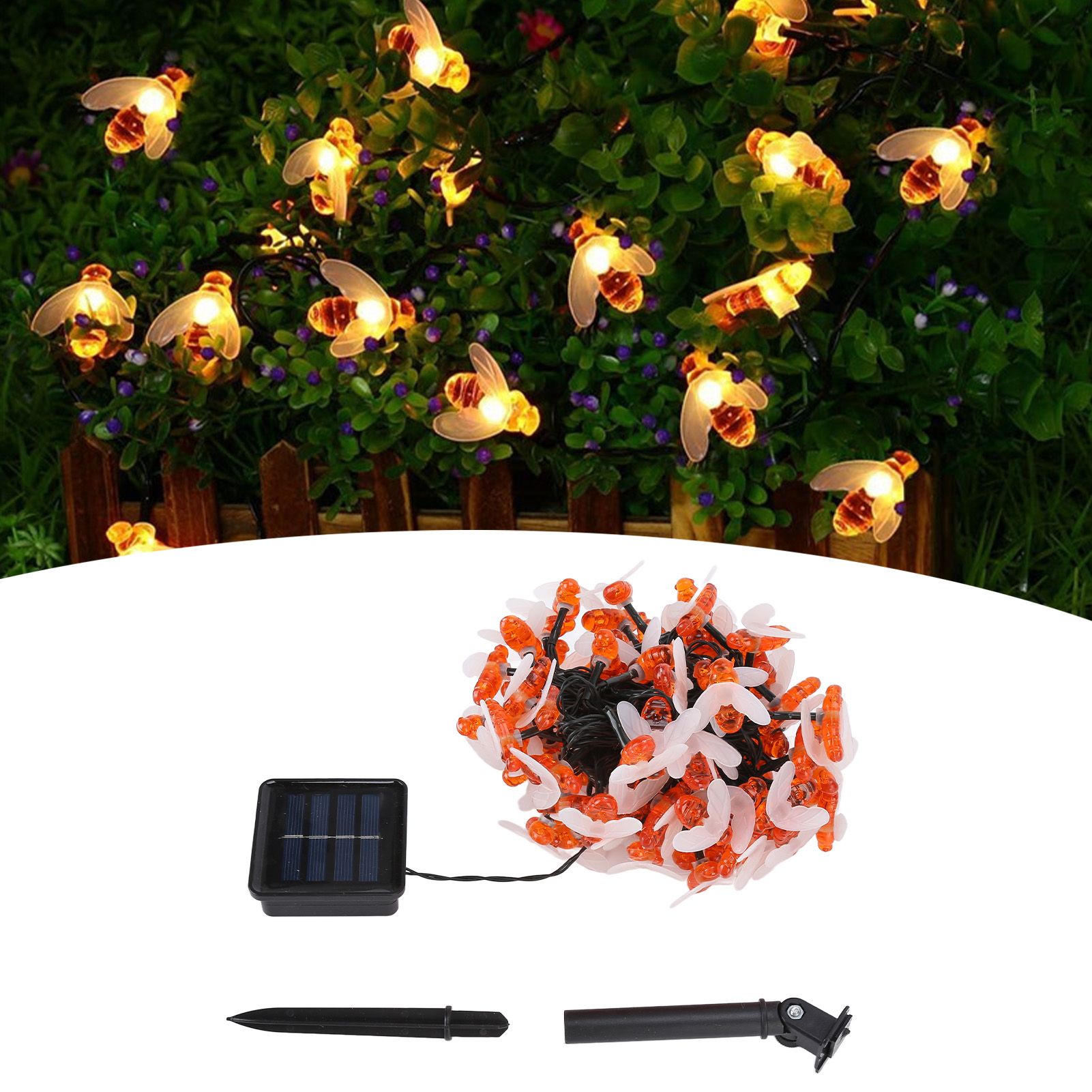 LED Solar String Lights Bee Shaped Waterproof Decorative Light for Outdoor view 12