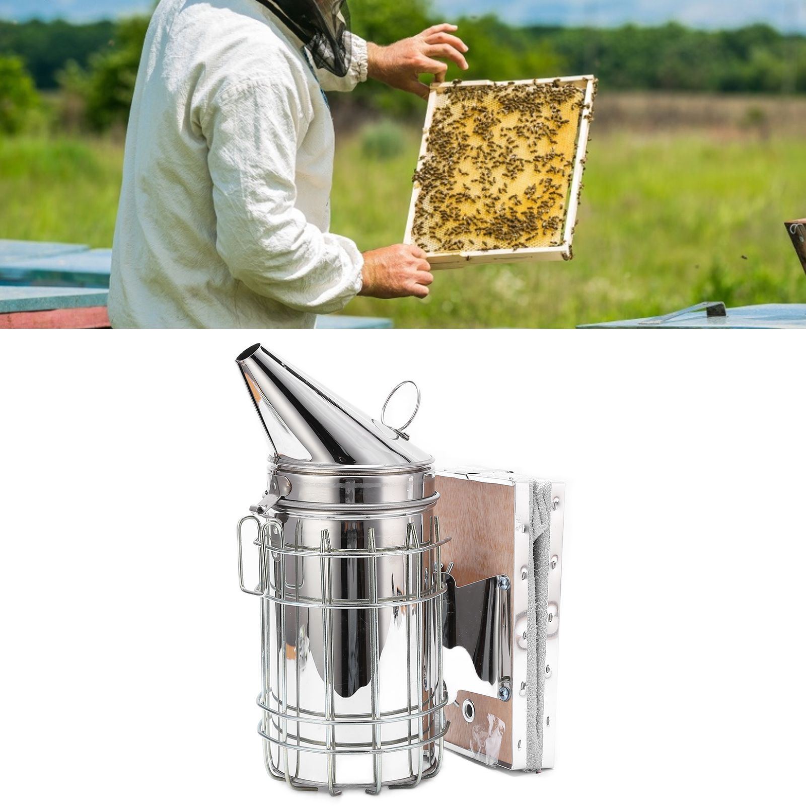 9Pcs/Set Beehive Smoker Kit with Bee Brush Yellow Needle Scratcher Serrated view 11
