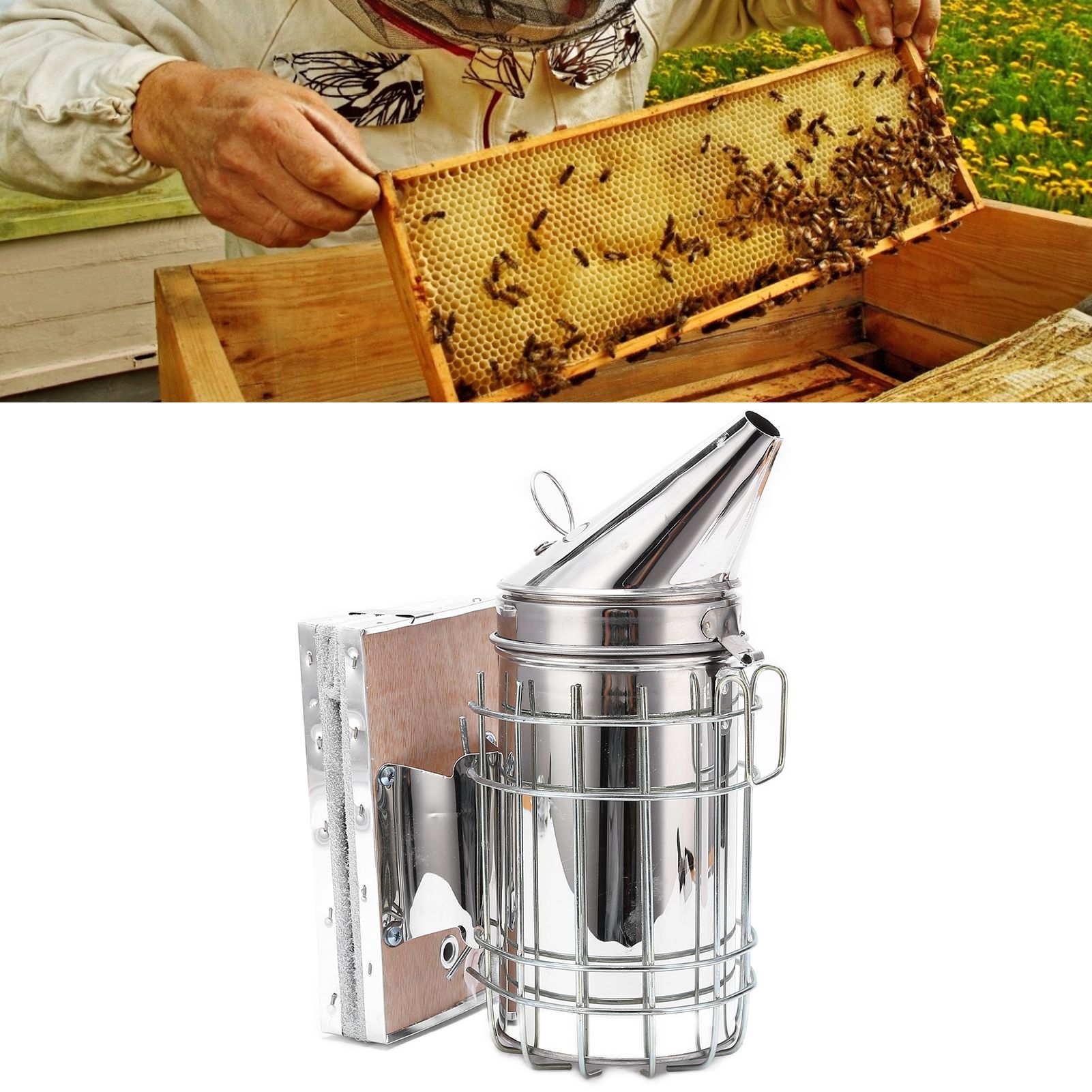 9Pcs/Set Beehive Smoker Kit with Bee Brush Yellow Needle Scratcher Serrated view 12