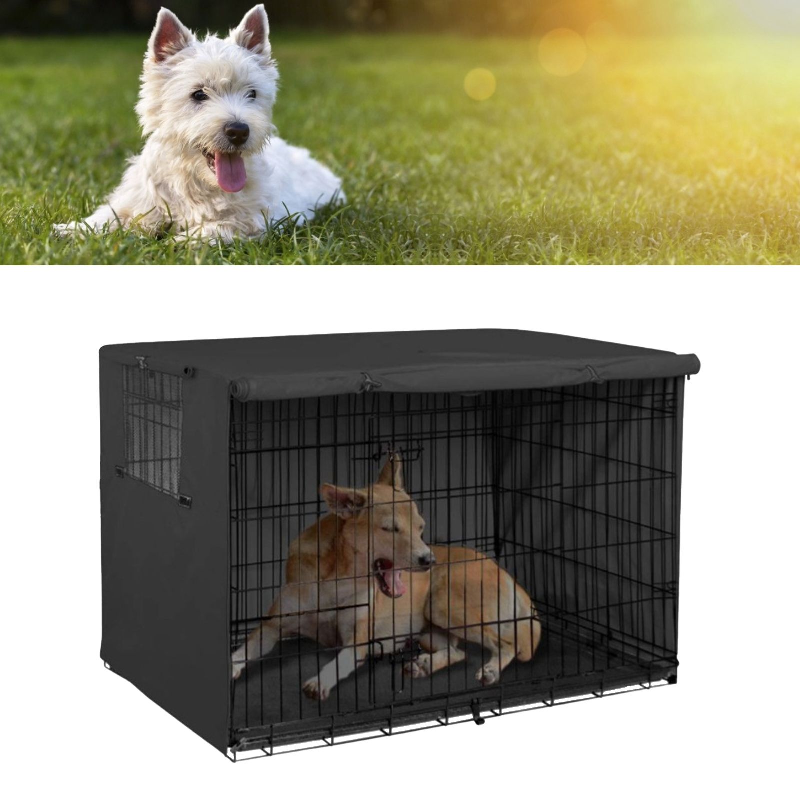 124.5x84x79cm Dogs Wire Crate Cover Waterproof Sunscreen Dustproof Pet Cage view 12