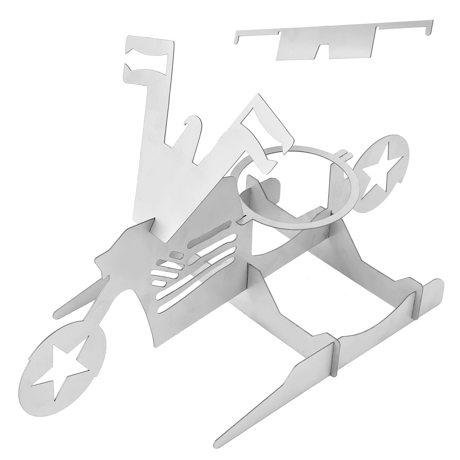 Stainless Steel Chicken Stand Removable Portable MotorcycleShape BBQ Roaster