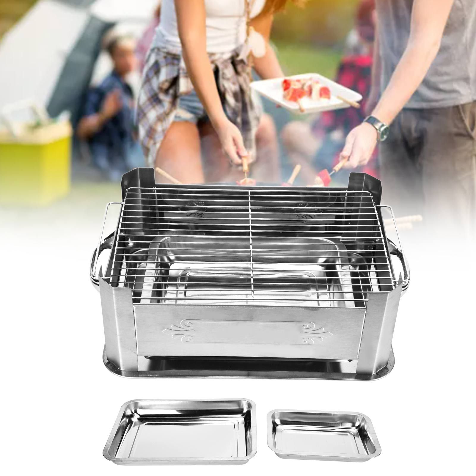 Barbecue Grill Thickened Stainless Steel Grilled Fish Stove Charcoal Alcohol view 12