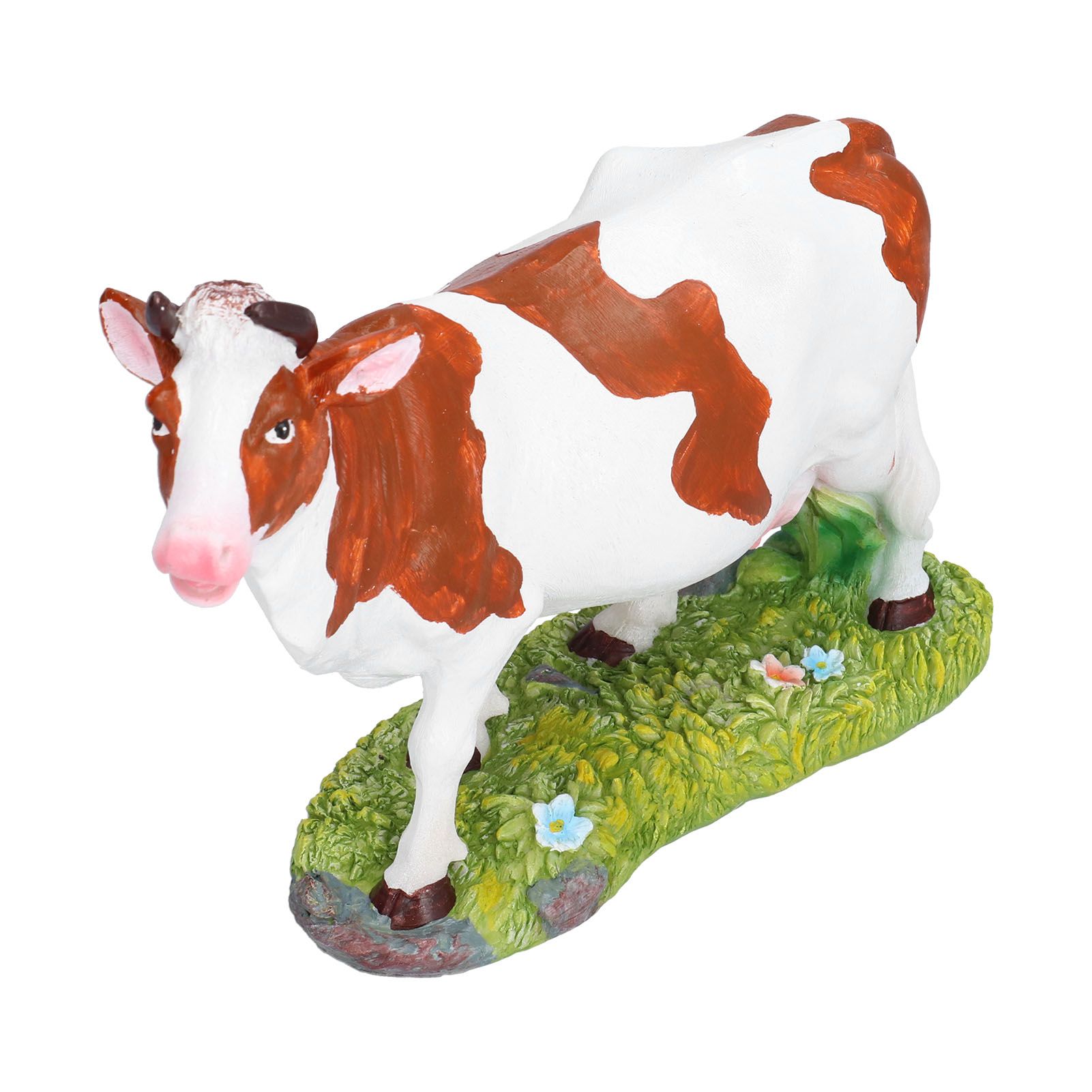 Cow Figurines Brown and White Cow Model Ornament Animal Sculpture Resin Crafts view 2