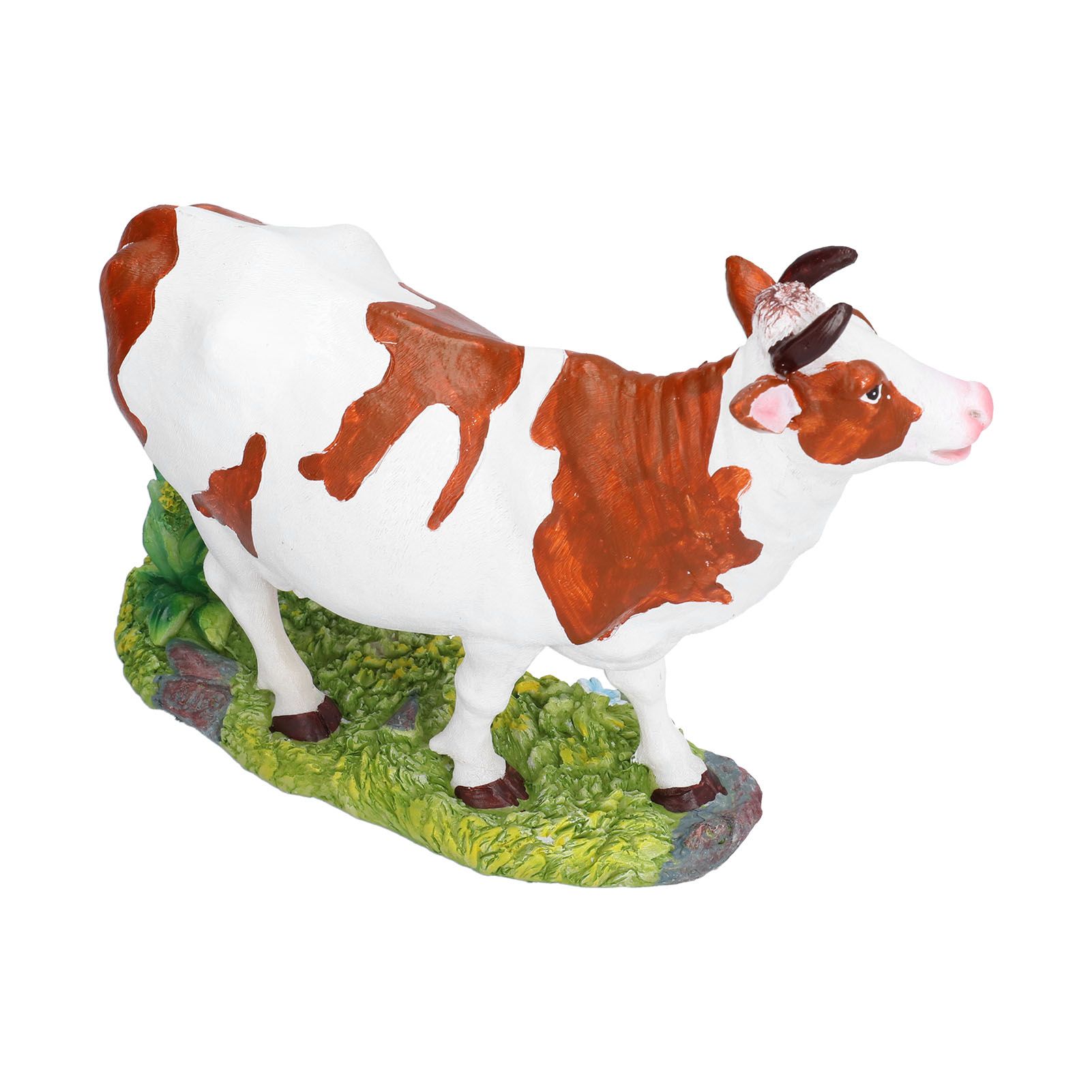 Cow Figurines Brown and White Cow Model Ornament Animal Sculpture Resin Crafts view 3