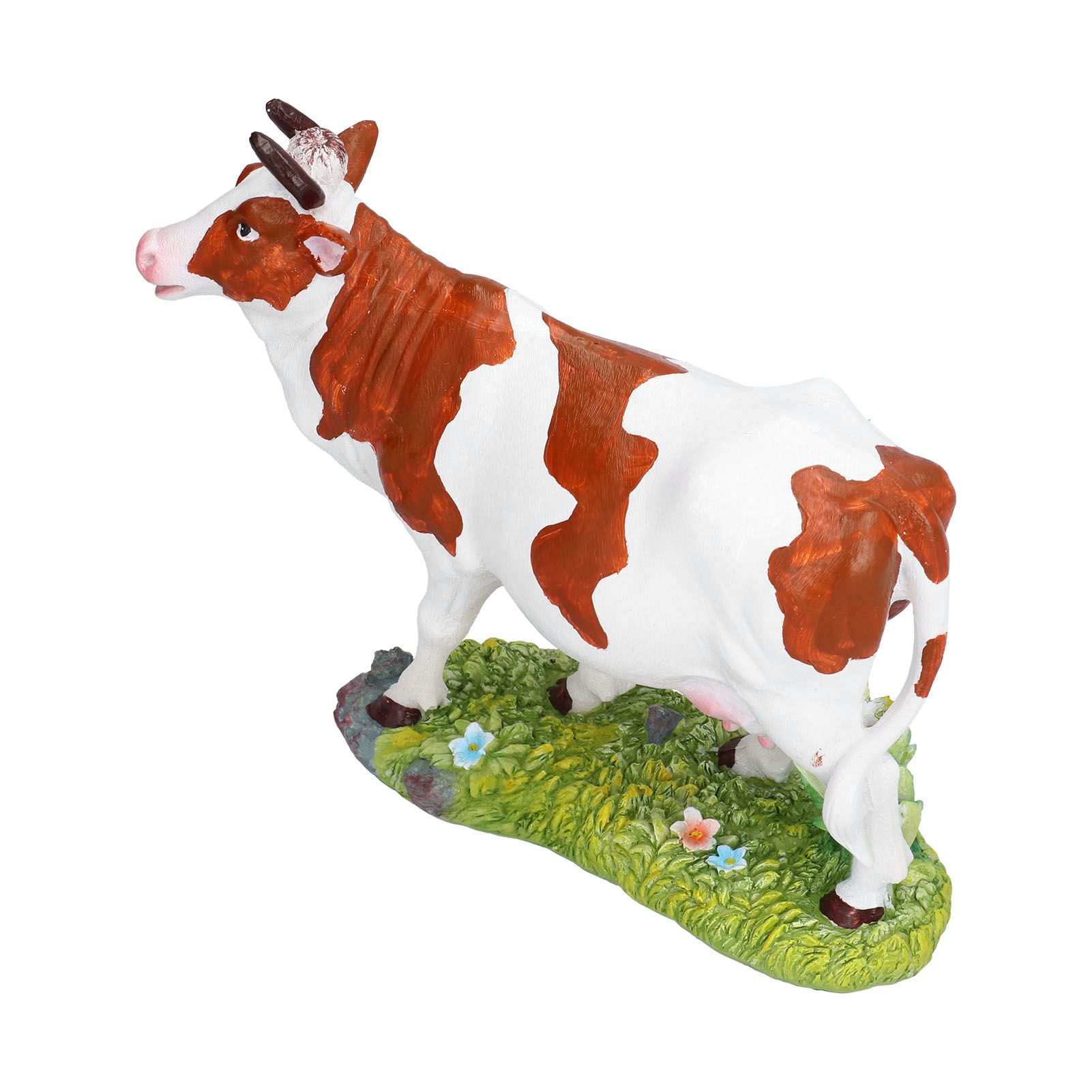 Cow Figurines Brown and White Cow Model Ornament Animal Sculpture Resin Crafts view 4