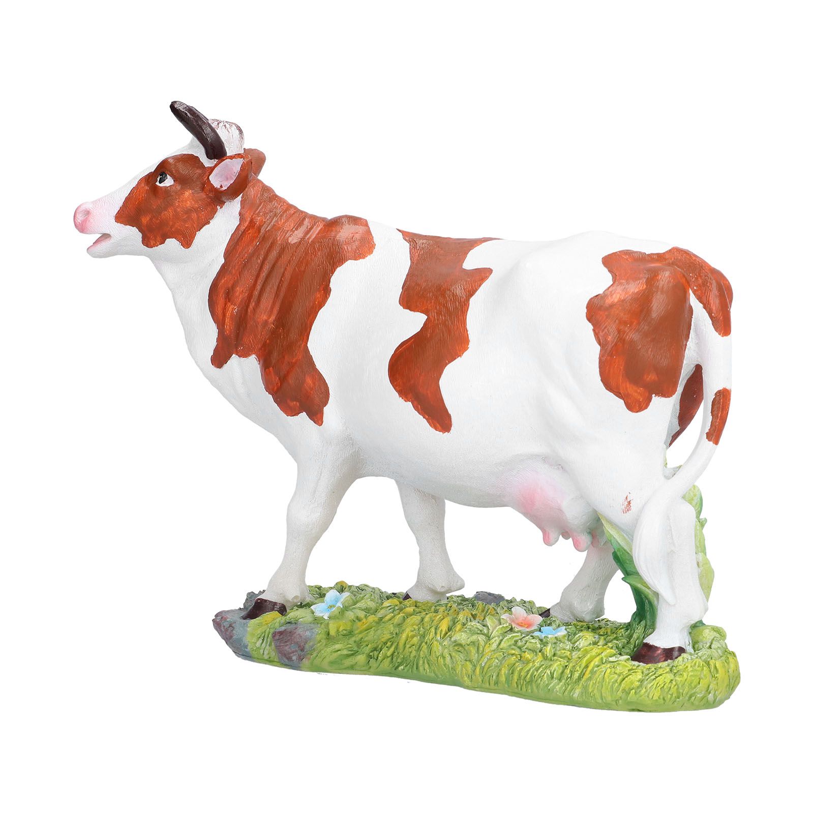 Cow Figurines Brown and White Cow Model Ornament Animal Sculpture Resin Crafts view 5