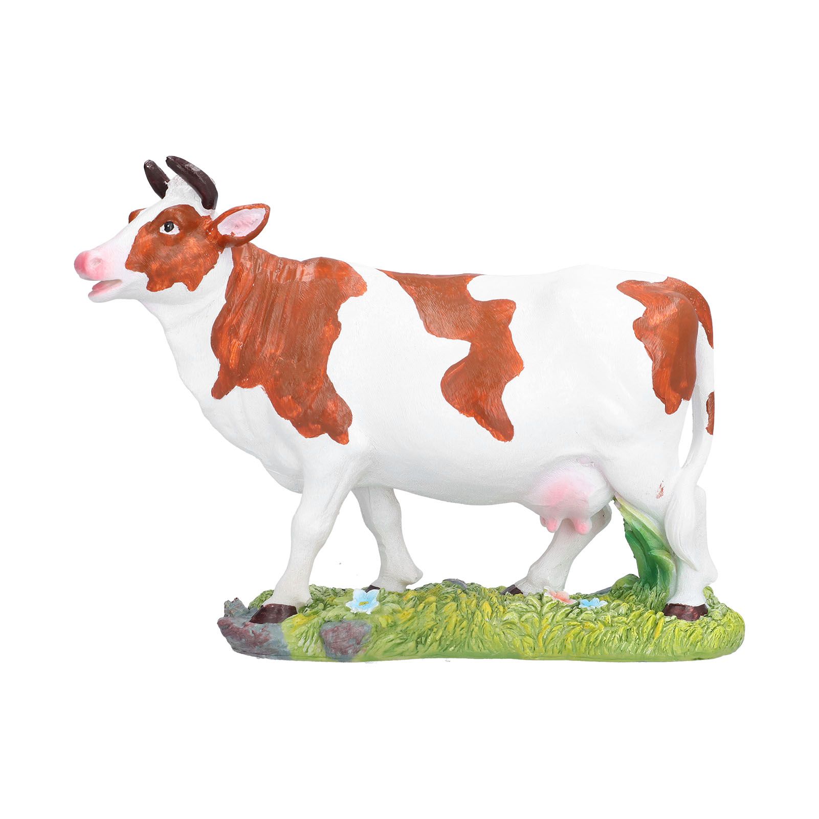 Cow Figurines Brown and White Cow Model Ornament Animal Sculpture Resin Crafts view 6