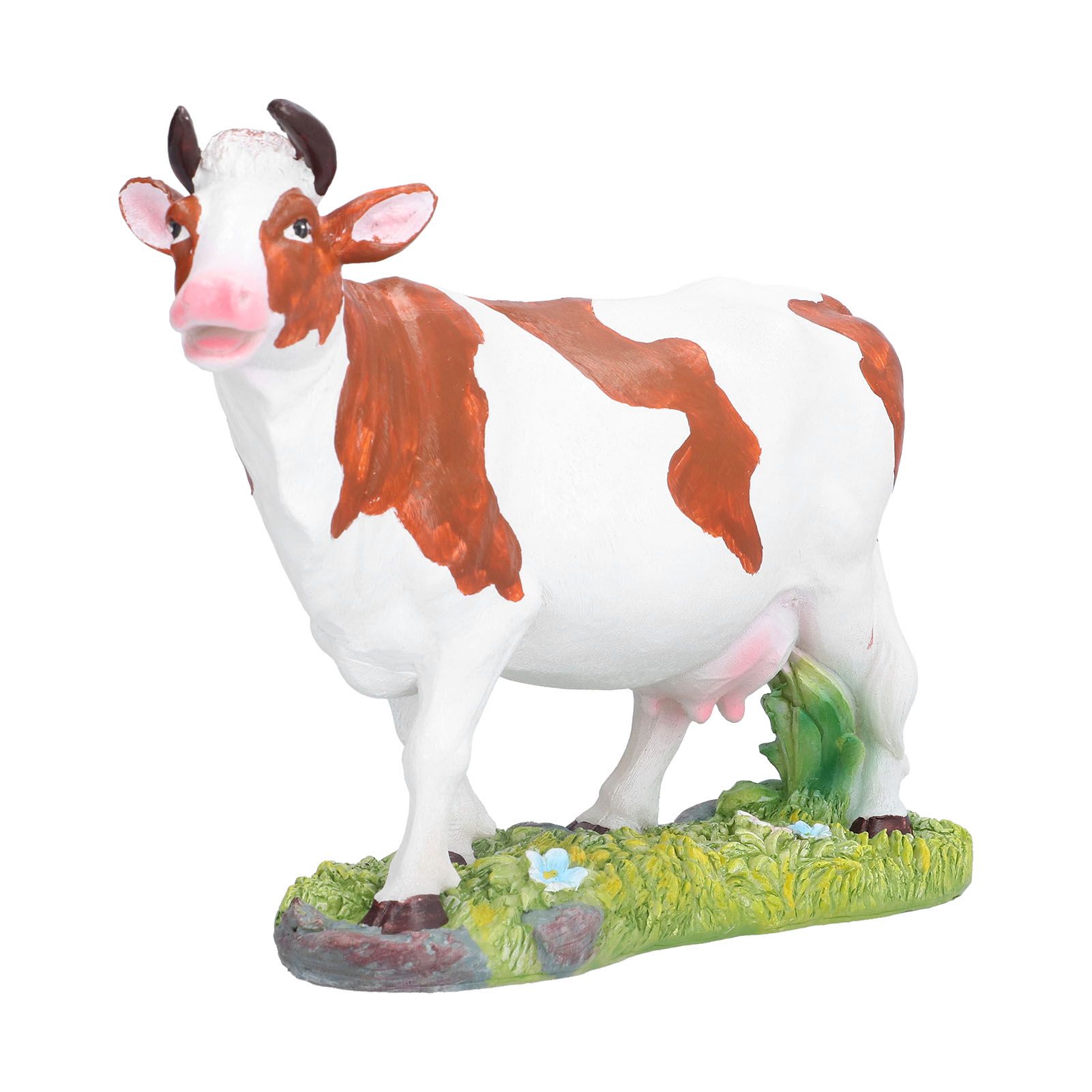 Cow Figurines Brown and White Cow Model Ornament Animal Sculpture Resin Crafts view 7